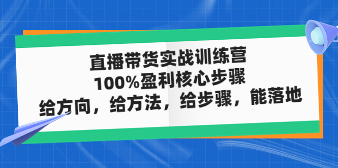 【副业项目5006期】直播带货实战训练营：100%盈利核心步骤，给方向，给方法，给步骤，能落地-网创财富岛