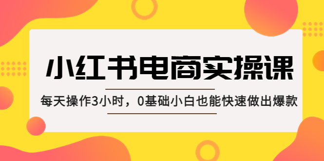 【副业项目5332期】小红书·电商实操课：每天操作3小时，0基础小白也能快速做出爆款-网创财富岛