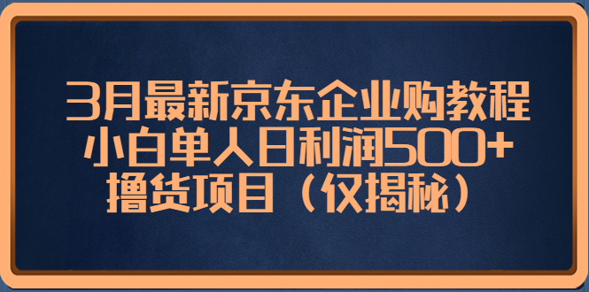 【副业项目5406期】3月最新京东企业购教程，小白单人日利润500+撸货项目（仅揭秘）-网创财富岛