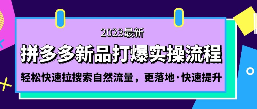 【副业项目5213期】拼多多-新品打爆实操流程：轻松快速拉搜索自然流量，更落地·快速提升-网创财富岛