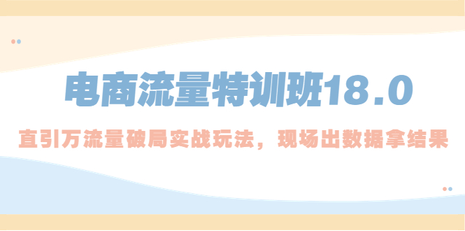 【副业项目5365期】电商流量特训班18.0，直引万流量破局实操玩法，现场出数据拿结果-网创财富岛