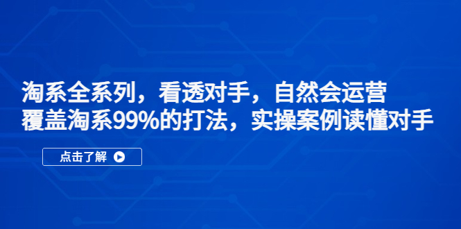 【副业项目5366期】淘系全系列，看透对手，自然会运营，覆盖淘系99%·打法，实操案例读懂对手-网创财富岛