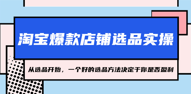 【副业项目5373期】淘宝爆款店铺选品实操，2023从选品开始，一个好的选品方法决定于你是否盈利-网创财富岛