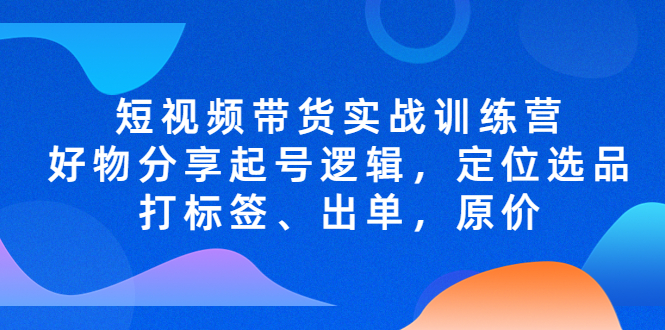 【副业项目5244期】短视频带货实战训练营，好物分享起号逻辑，定位选品打标签、出单，原价-网创财富岛