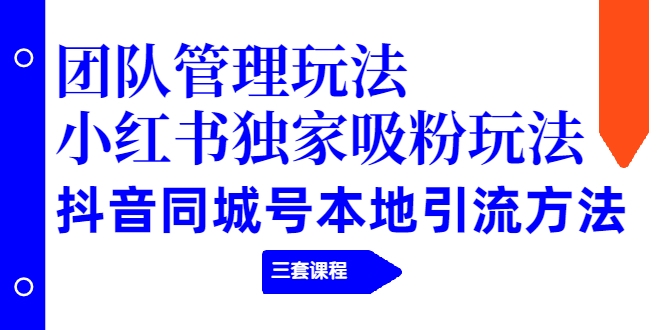 【副业项目2274期】团队管理玩法+小红书独家吸粉玩法+抖音同城号本地引流方法（三套课程）-网创财富岛