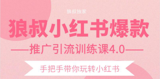 【副业项目2332期】狼叔小红书爆款推广引流训练课4.0，手把手带你玩转小红书-网创财富岛