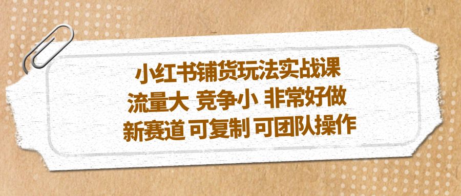 【副业项目5419期】小红书铺货玩法实战课，流量大 竞争小 非常好做 新赛道 可复制 可团队操作-网创财富岛