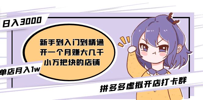 【副业项目5202期】拼多多虚拟开店打卡群：入门到精通（昨日群里有小伙伴日入3000+）-网创财富岛