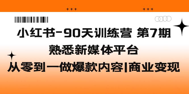 【副业项目5660期】小红书-90天训练营-第7期，熟悉新媒体平台|从零到一做爆款内容|商业变现-网创财富岛