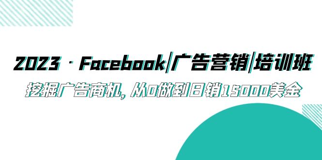 【副业项目5661期】2023·Facebook|广告营销|培训班，挖掘广告商机，从0做到日销15000美金-网创财富岛