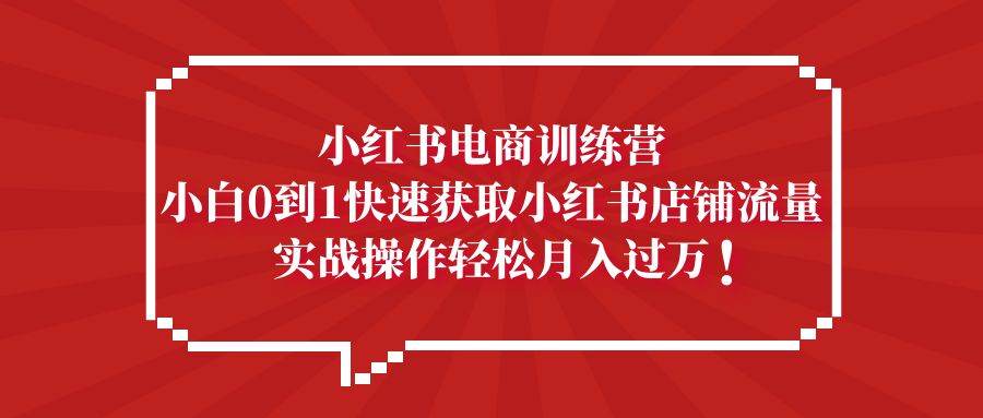 【副业项目5436期】小红书电商训练营，小白0到1快速获取小红书店铺流量，实战操作月入过万-网创财富岛