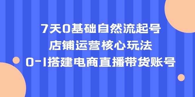 【副业项目5468期】7天0基础自然流起号，店铺运营核心玩法，0-1搭建电商直播带货账号-网创财富岛