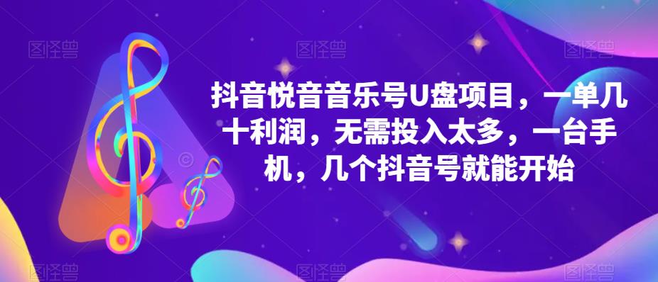 【副业项目5503期】抖音音乐号U盘项目 一单几十利润 无需投入太多 一台手机 几个抖音号就开始-网创财富岛