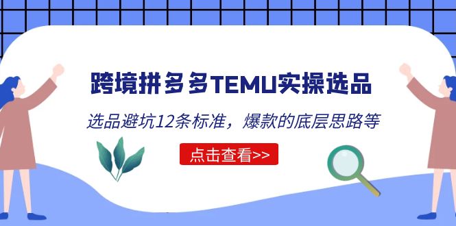 【副业项目5510期】跨境拼多多TEMU实操选品运营方法，选品避坑12条标准，爆款的底层思路等-网创财富岛