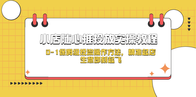 【副业项目5512期】小店随心推投放实操教程，0-1保姆级投流操作方法，精准起店，生意即刻起飞-网创财富岛