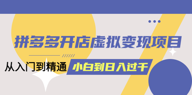 【副业项目5553期】拼多多开店虚拟变现项目：入门到精通 从小白到日入1000（完整版）-网创财富岛