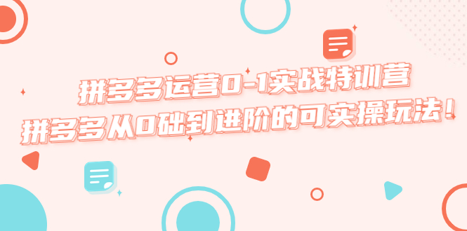 【副业项目5605期】拼多多运营0-1实战特训营，拼多多从0础到进阶的可实操玩法-网创财富岛