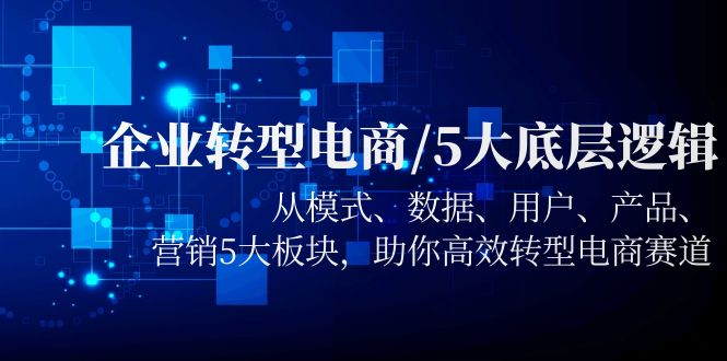 【副业项目5960期】企业转型电商/5大底层逻辑，从模式 数据 用户 产品 营销5大板块，高效转型-网创财富岛