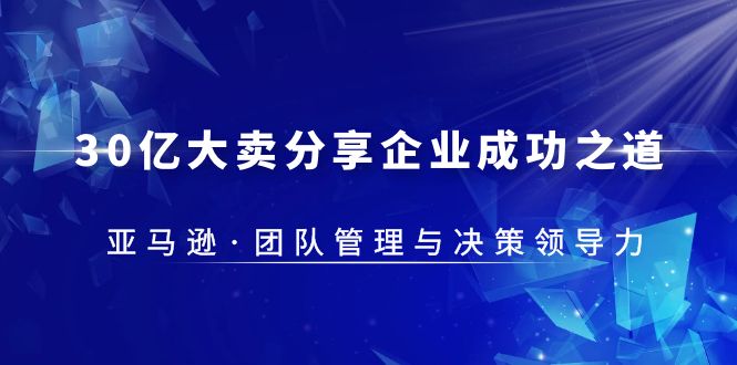 【副业项目5712期】30·亿大卖·分享企业·成功之道-亚马逊·团队管理与决策领导力-网创财富岛