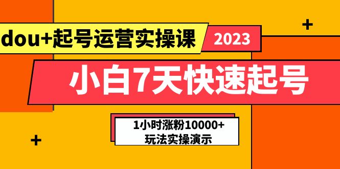 【副业项目5906期】小白7天快速起号：dou+起号运营实操课，实战1小时涨粉10000+玩法演示-网创财富岛
