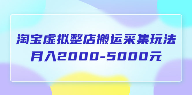 【副业项目5953期】淘宝虚拟整店搬运采集玩法分享课：月入2000-5000元（5节课）-网创财富岛