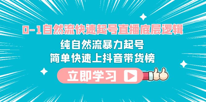 【副业项目6169期】0-1自然流快速起号直播 底层逻辑 纯自然流暴力起号 简单快速上抖音带货榜-网创财富岛