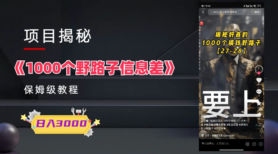 【副业项目6163期】1000个野路子信息差保姆式教程-单日变现3000+的玩法解密-网创财富岛