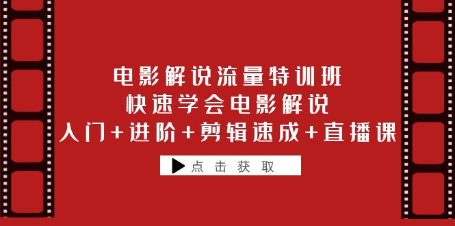 【副业项目6249期】电影解说流量特训班：快速学会电影解说，入门+进阶+剪辑速成+直播课-网创财富岛
