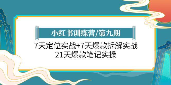 【副业项目6029期】小红书训练营/第九期：7天定位实战+7天爆款拆解实战，21天爆款笔记实操-网创财富岛