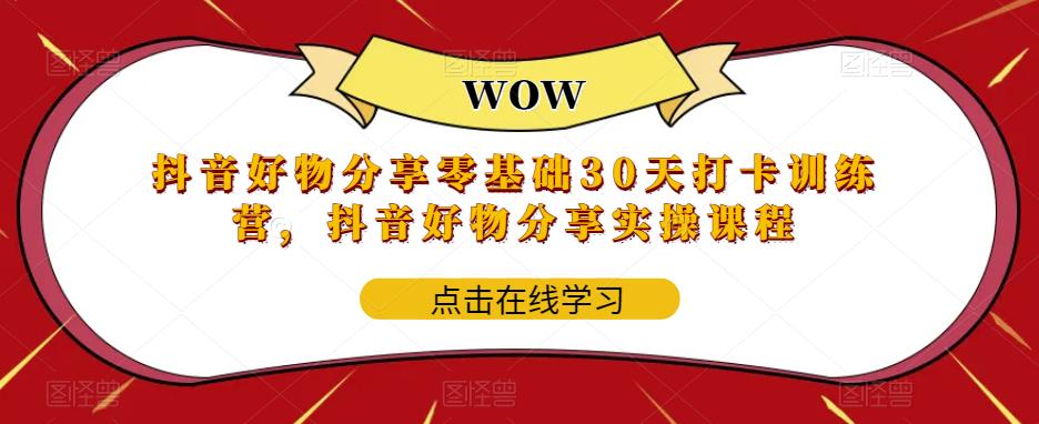 【副业项目6003期】抖音好物分享0基础30天-打卡特训营，抖音好物分享实操课程-网创财富岛