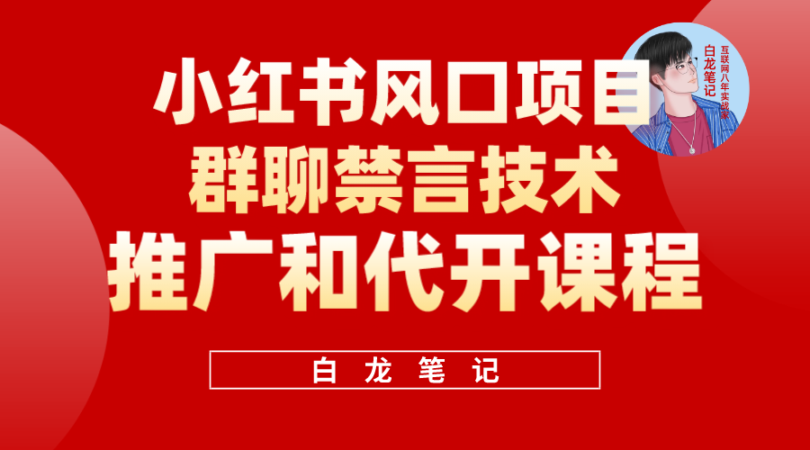 【副业项目5991期】小红书风口项目日入300+，小红书群聊禁言技术代开项目，适合新手操作-网创财富岛