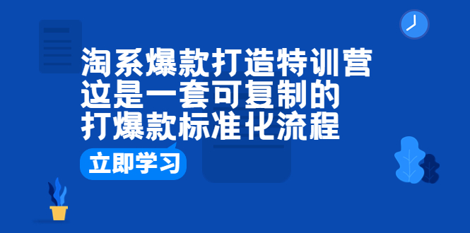 【副业项目6602期】淘系爆款打造特训营：这是一套可复制的打爆款标准化流程-网创财富岛