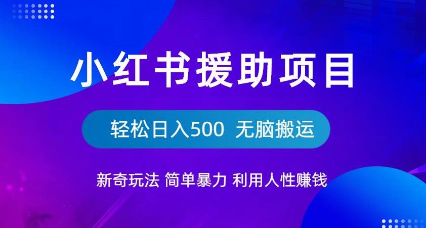 【副业项目6684期】小红书援助项目新奇玩法，简单暴力，无脑搬运轻松日入500【揭秘】-网创财富岛