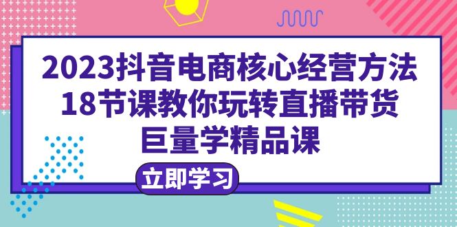 【副业项目6377期】2023抖音电商核心经营方法：18节课教你玩转直播带货，巨量学精品课-网创财富岛