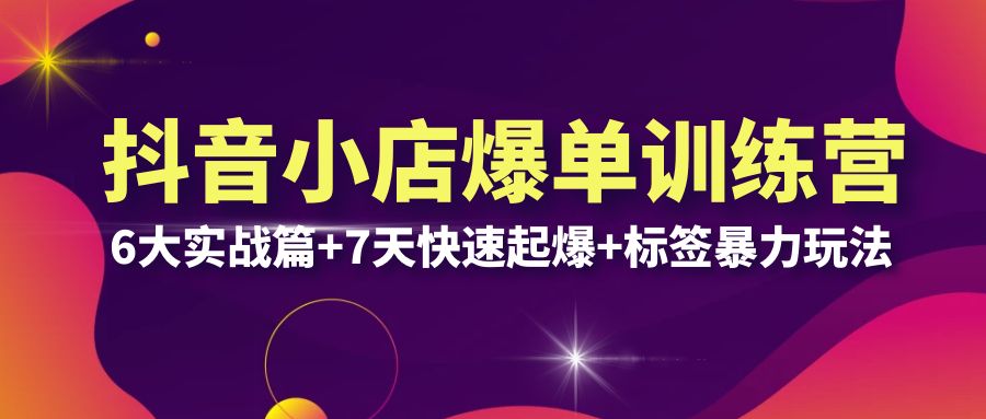 【副业项目6429期】抖音小店爆单训练营VIP线下课：6大实战篇+7天快速起爆+标签暴力玩法(32节)-网创财富岛