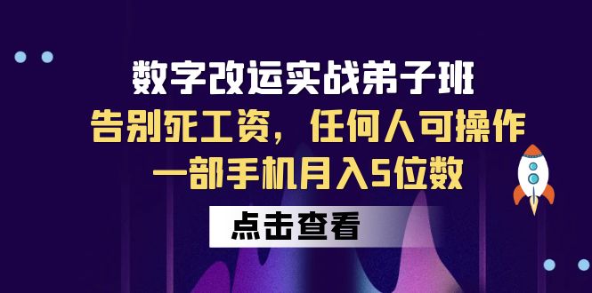 【副业项目6430期】数字 改运实战弟子班：告别死工资，任何人可操作，一部手机月入5位数-网创财富岛