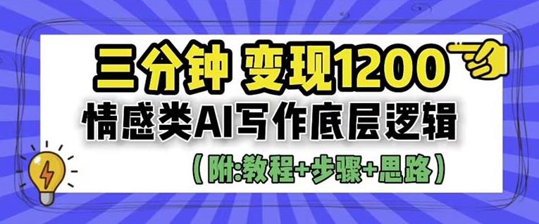 【副业项目6442期】情感类AI写作底层逻辑，3分钟掌握变现技巧（附：详细教程及步骤+独家资料）【揭秘】-网创财富岛