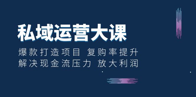 【副业项目6574期】私域运营大课：爆款打造项目 复购率提升 解决现金流压力 放大利润-网创财富岛