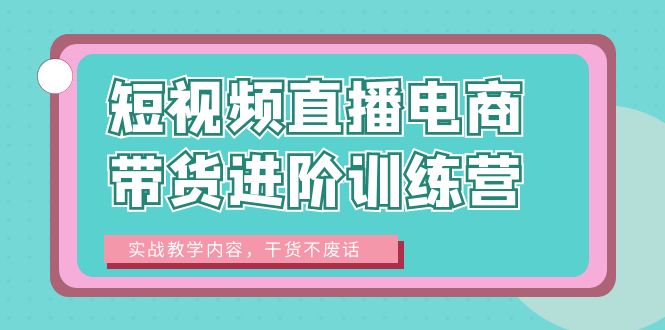 【副业项目6485期】短视频直播电商带货进阶训练营：实战教学内容，干货不废话！-网创财富岛