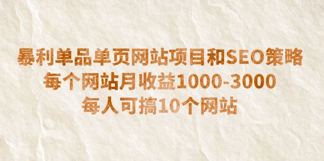 【副业项目6633期】暴利单品单页网站项目和SEO策略 每个网站月收益1000-3000 每人可搞10个-网创财富岛