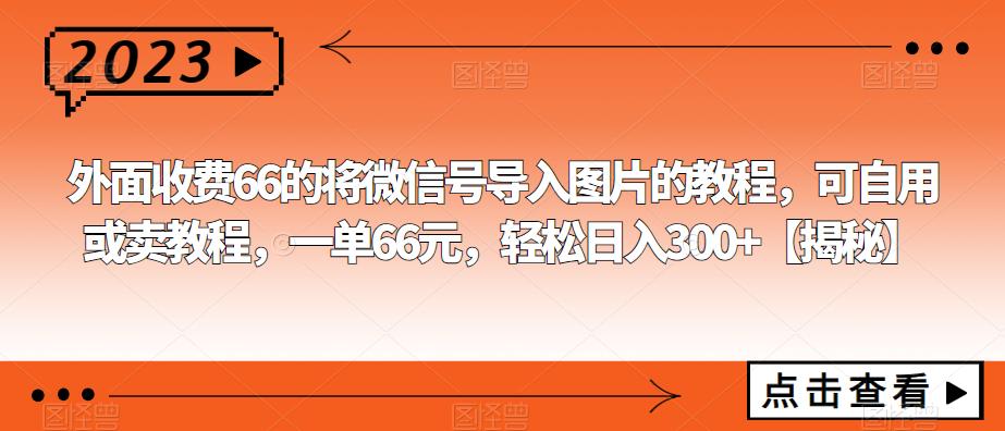 【副业项目6459期】外面收费66的将微信号导入图片的教程，可自用或卖教程，一单66元，轻松日入300+-网创财富岛