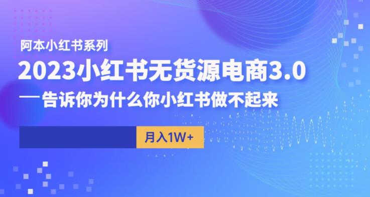 【副业项目6506期】阿本小红书无货源电商3.0，告诉你为什么你小红书做不起来-网创财富岛