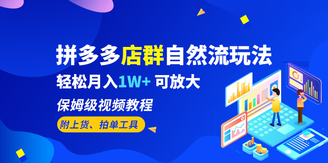 【副业项目6696期】拼多多店群自然流玩法，轻松月入1W+ 保姆级视频教程（附上货、拍单工具）-网创财富岛
