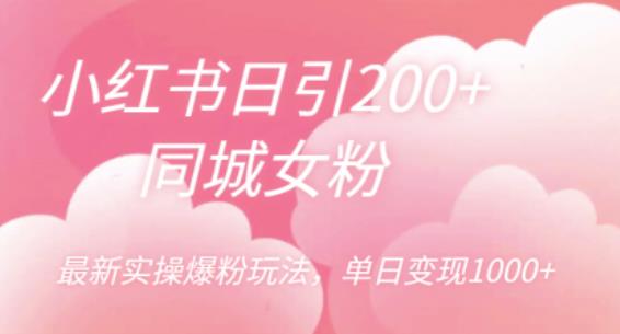 【副业项目6596期】小红书日引200+同城女粉，最新实操爆粉玩法，单日变现1000+-网创财富岛