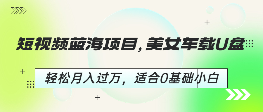 【副业项目6860期】短视频蓝海项目，美女车载U盘，轻松月入过万，适合0基础小白-网创财富岛