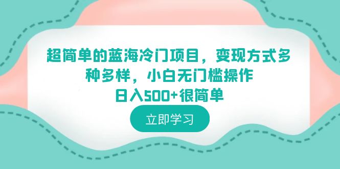 【副业项目6524期】超简单的蓝海冷门项目，变现方式多种多样，小白无门槛操作日入500+很简单-网创财富岛