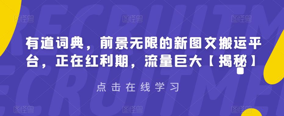 【副业项目6843期】有道词典，前景无限的新图文搬运平台，正在红利期，流量巨大【揭秘】-网创财富岛