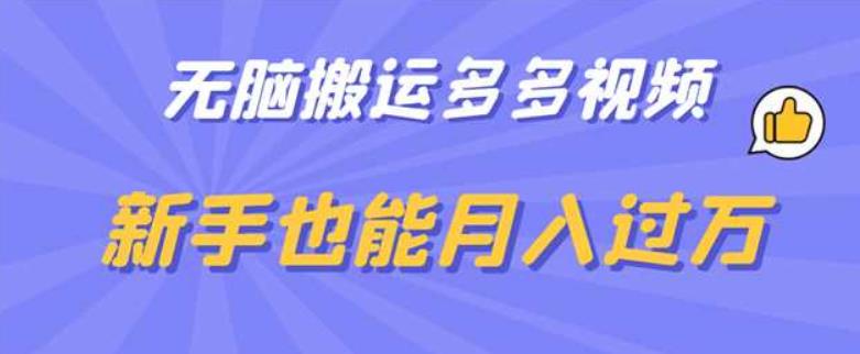 【副业项目6853期】无脑搬运多多视频，新手也能月入过万【揭秘】-网创财富岛