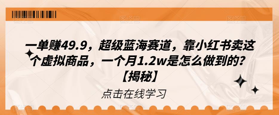 【副业项目6899期】一单赚49.9，超级蓝海赛道，靠小红书卖这个虚拟商品，一个月1.2w是怎么做到的？【揭秘】-网创财富岛