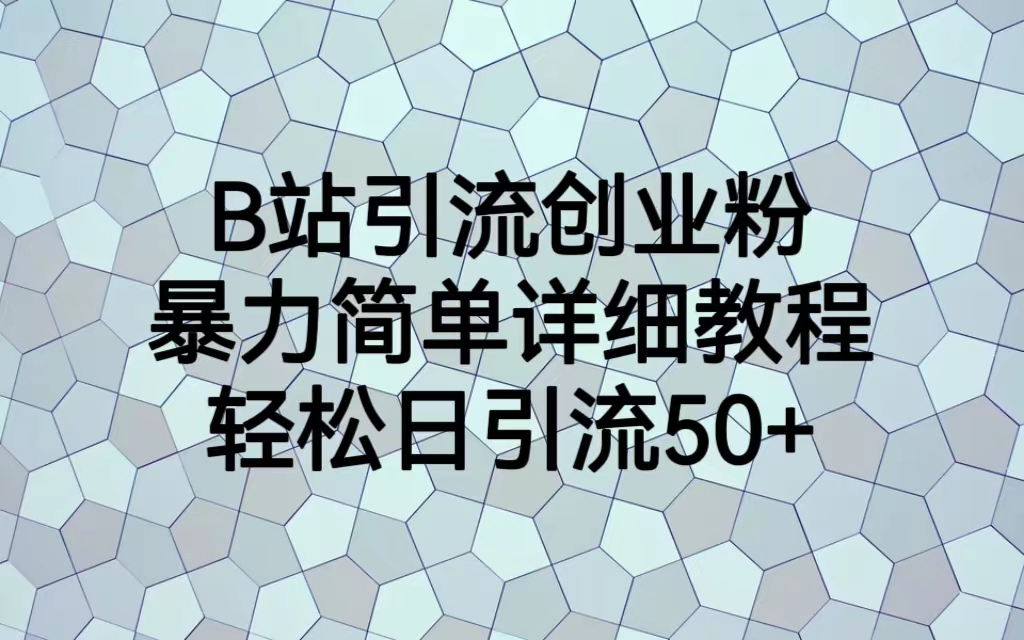 【副业项目6915期】B站引流创业粉，暴力简单详细教程，轻松日引流50+-网创财富岛